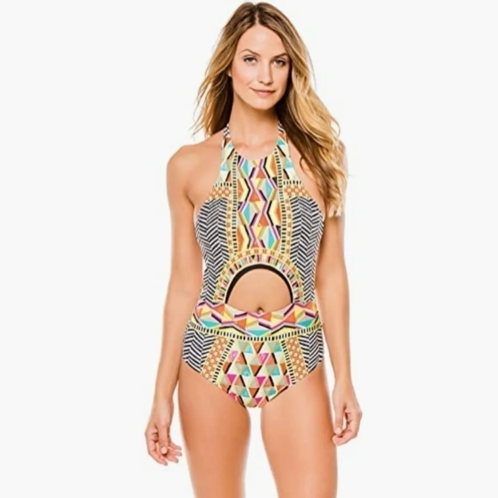 New Trina Turk Brasilia High Neck Swimsuit Size 10 / Large